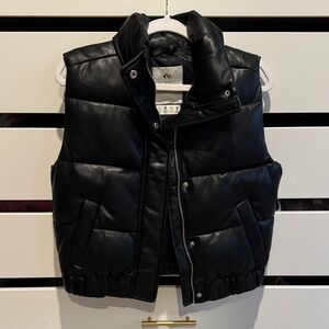 Abercrombie vegan leather Black Puffer Vest